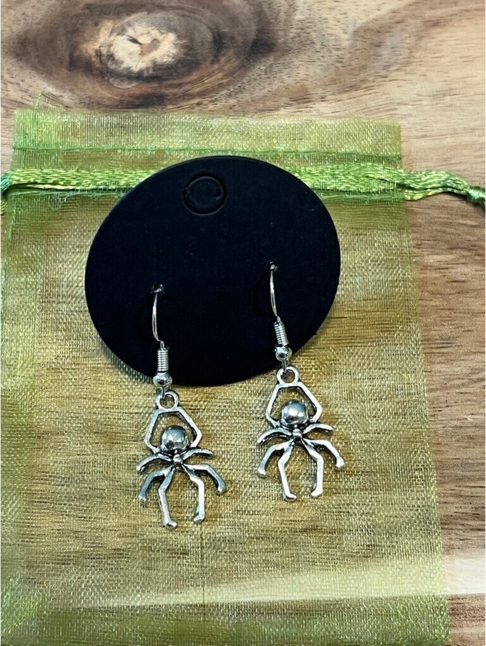 Silver Spider Dangle Earrings - Spooky Chic Halloween Jewelry